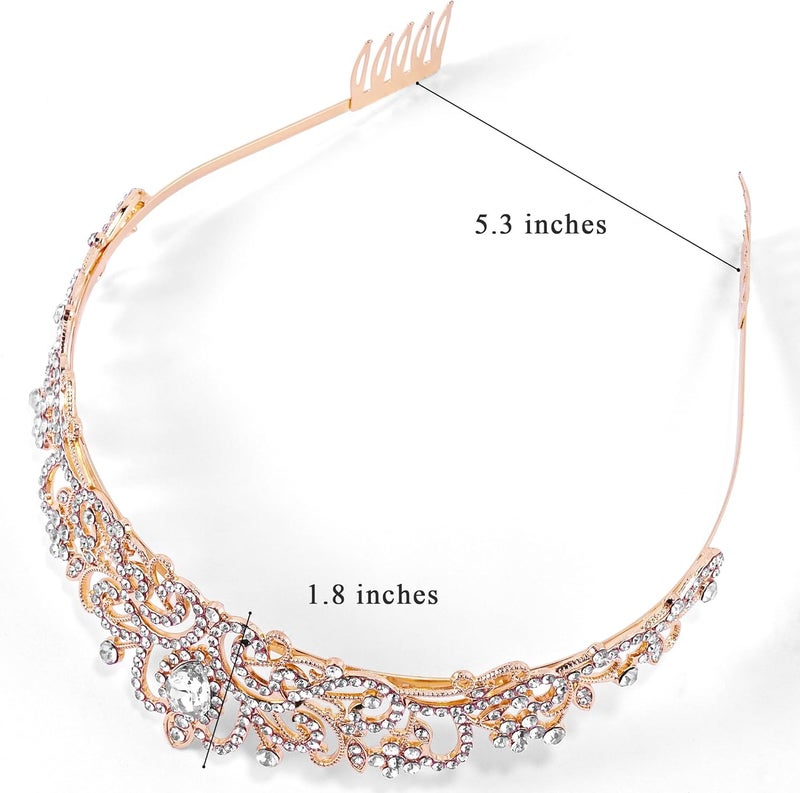 TAROSE Crowns for Women, Queen Crystal Gold Silver Tiaras with White Rhinestone and Combs, Goddess Crown for Wedding Bride Birthday Princess Bridal Shower Hair Accessories for Women - Image 2